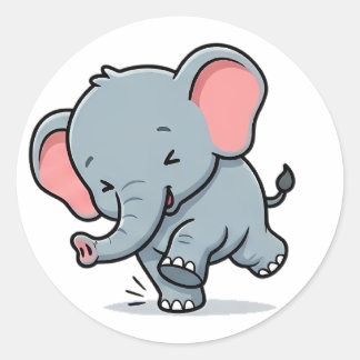 Sticker Rond Bébé Éléphant