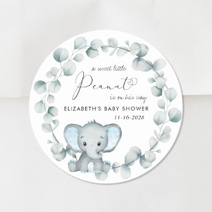 Sticker Rond Bébé Eléphant mignon Douche garçon