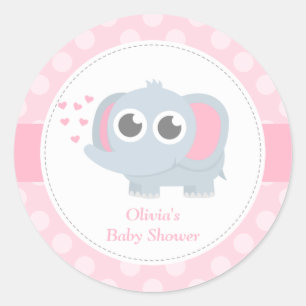 Sticker Rond Bébé éléphant moderne pois Baby Shower