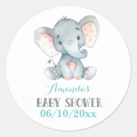 Bébé éléphant Shower Aqua et Gris