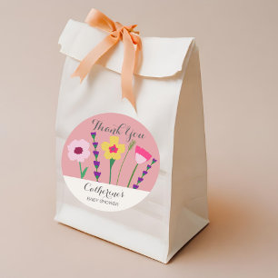 Sticker Rond Bébé En Fleur Baby shower Floral Coloré