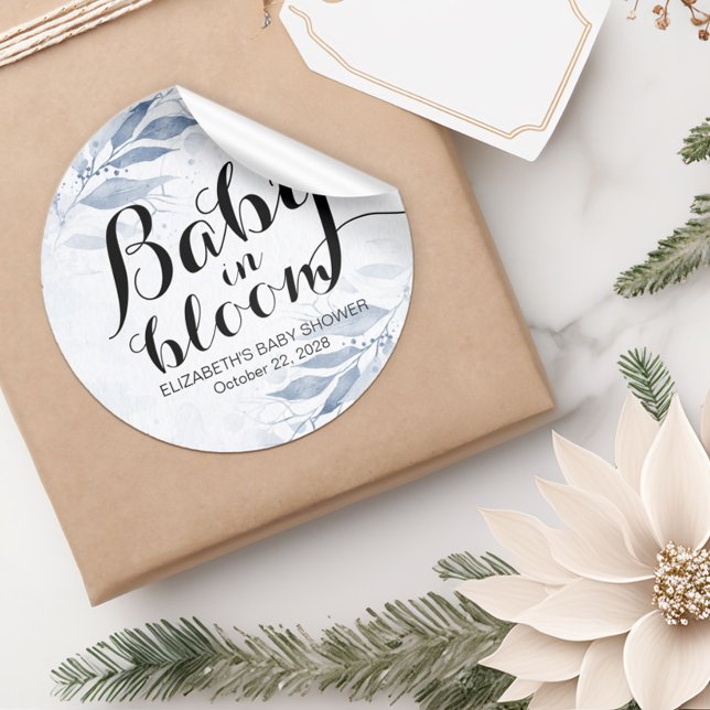 Sticker Rond Bébé en fleur / Bouton Pinback Baby shower moderne (Créateur téléchargé)