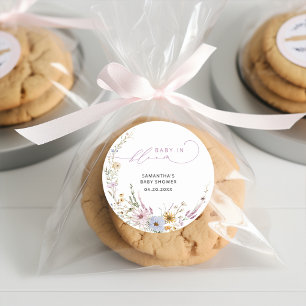 Sticker Rond Bébé En Fleur Fleur sauvage Baby shower Floral