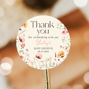 Sticker Rond Bébé En Fleur Fleur sauvage Baby shower Floral