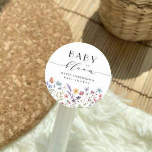 Sticker Rond Bébé en Fleur Printemps Été Baby shower Floral