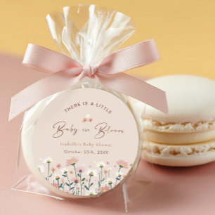 Sticker Rond Bébé en fleurs Baby Shower Bohème Chic Fête de Jar