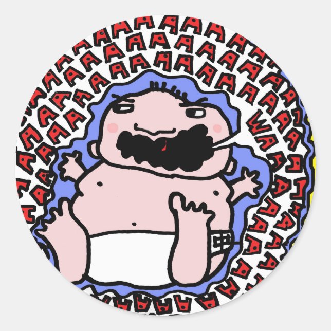 Sticker Rond bébé en pleurs (Devant)
