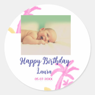 Sticker Rond Bébé enfants 1er anniversaire ajouter le nom date 