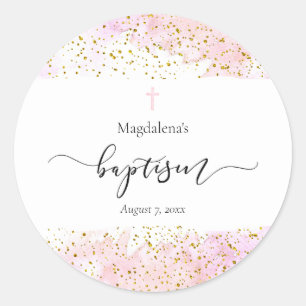 Sticker Rond bébé fille Baptême