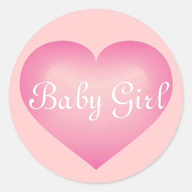 Sticker Rond Bébé fille Coeur rose (Devant)