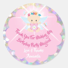 Sticker Rond Bébé Fille Douche Parties scintillant rose Princes
