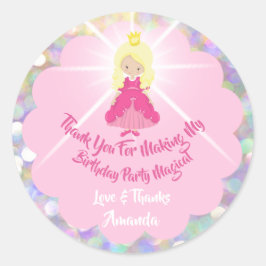 Sticker Rond Bébé Fille Douche Parties scintillant rose Princes