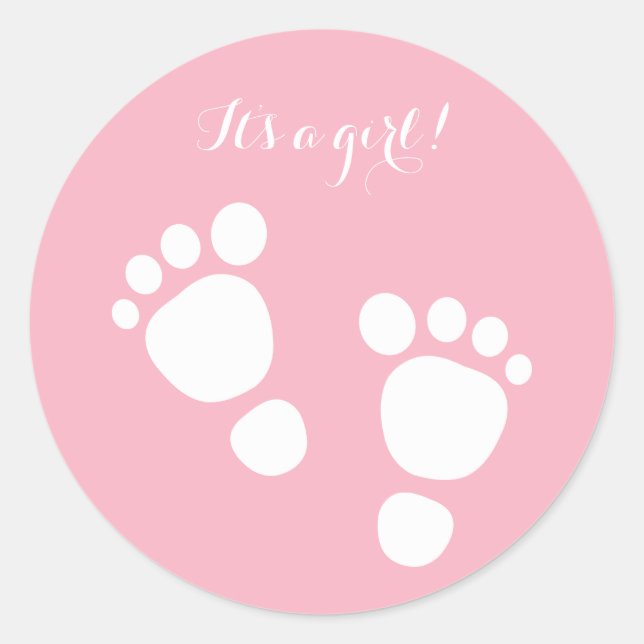 Sticker Rond Bébé fille pieds blancs illustration c'est une fil (Devant)