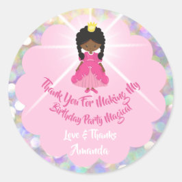 Sticker Rond Bébé Fille rose Parties scintillant Princesse Brow