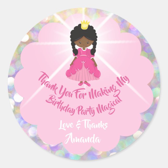 Sticker Rond Bébé Fille rose Parties scintillant Princesse Brow (Devant)