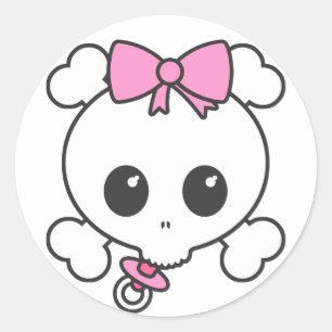 Sticker Rond Bébé fille Skully