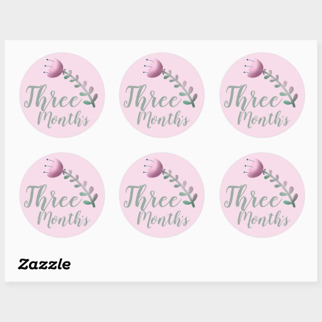 Sticker Rond Bébé floral mignon Jalon (Feuille)