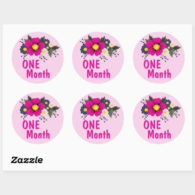 Sticker Rond Bébé floral mignon Jalon (Feuille)