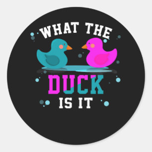 Sticker Rond Bébé Genre Reveal Party Ce Que Le Canard Est-Il Bé