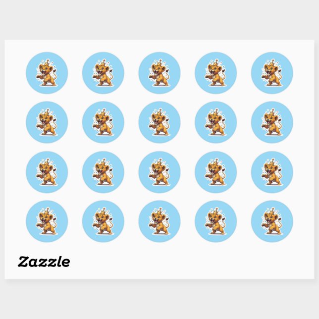 Sticker Rond Bébé grinçant Lion King Anniversaire (Feuille)