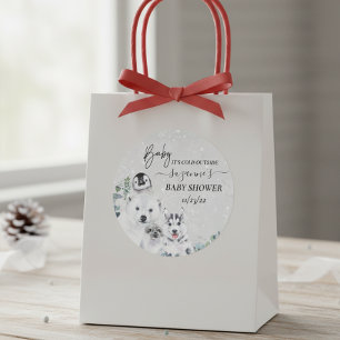 Sticker Rond Bébé Il fait froid à l'extérieur de l'Arctique Dou