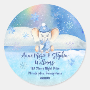 Sticker Rond Bébé Il fait froid dehors Baby shower éléphant