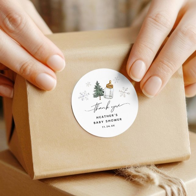 Sticker Rond Bébé Il fait froid dehors Baby shower Merci (Créateur téléchargé)