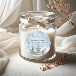 Sticker Rond Bébé Il fait froid dehors Hiver Ours Merci