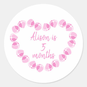 Sticker Rond Bébé jalon pour la petite fille