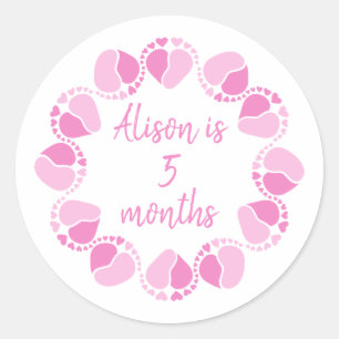 Sticker Rond Bébé jalon pour la petite fille