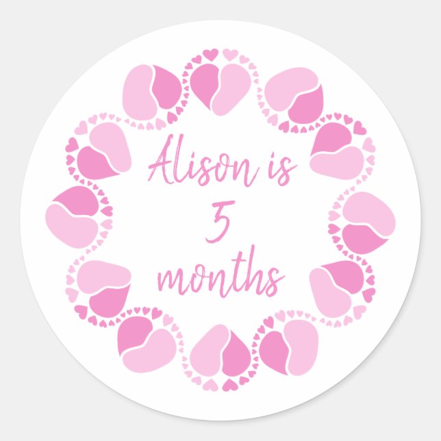 Sticker Rond Bébé jalon pour la petite fille (Devant)
