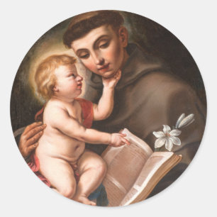 Sticker Rond Bébé Jésus Avec Saint Antoine De Padoue