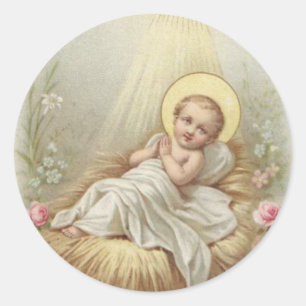Sticker Rond Bébé Jésus dans la colère