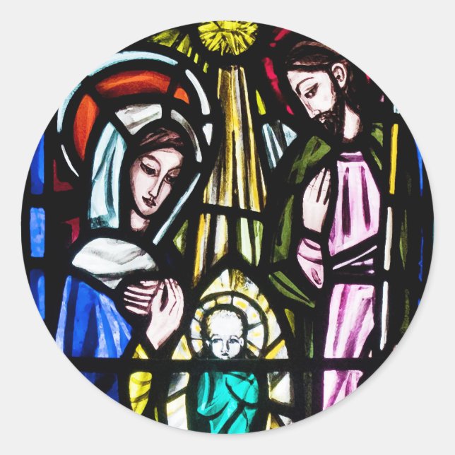 Sticker Rond Bébé Jésus Tissu de l'église St. Michael's (Devant)