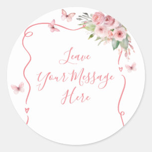 Sticker Rond Bébé Lapin Mignon Fille Baby Shower Laissez Votre