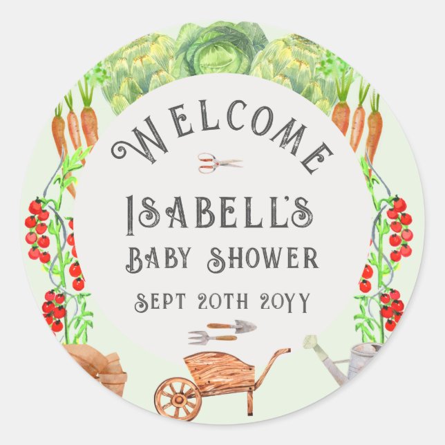Sticker Rond Bébé local, Baby shower agricole (Devant)