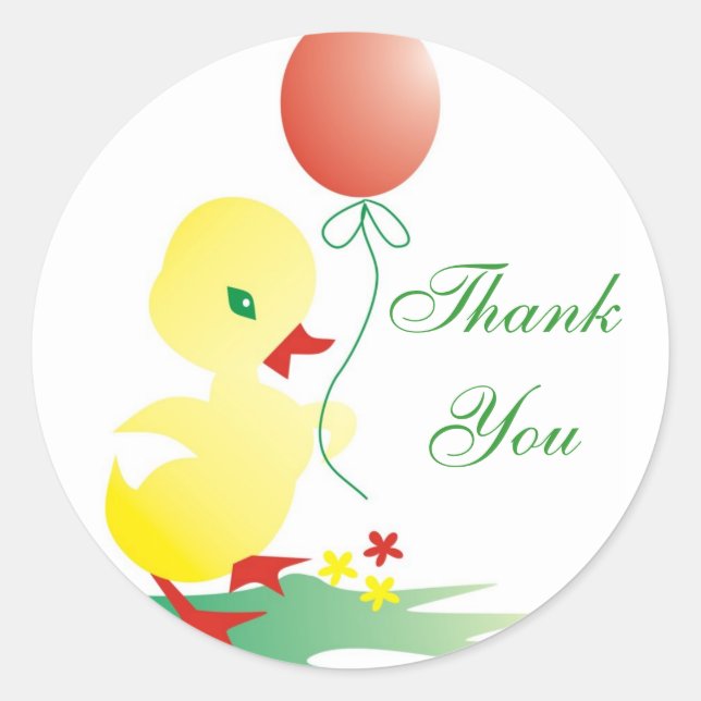 Sticker Rond Bébé Merci canard (Devant)