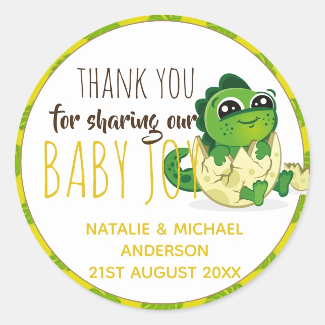 Sticker Rond Bébé mignon Dinosaur Hatching ShowParty Jurassic (Devant)