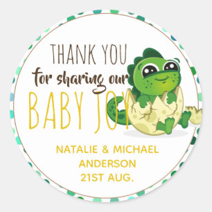 Sticker Rond Bébé mignon Dinosaure Hatchling Oeuf Garçon fille