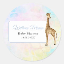 Bébé mignon Giraffe Baby shower bleu sauvage