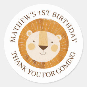 Sticker Rond Bébé mignon Lion Bijou Merci