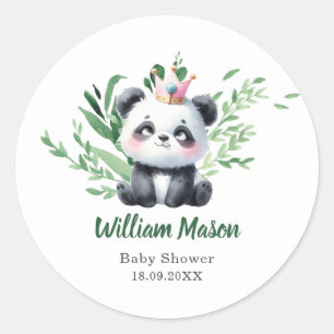 Sticker Rond Bébé mignon Panda Aquarelle Verdure