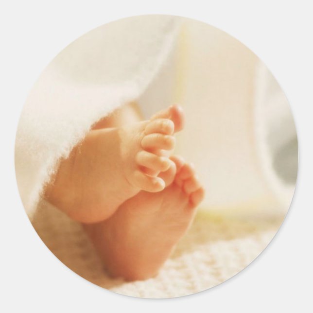 Sticker Rond Bébé mignon Pieds petit bébé Pieds enrobés couvert (Devant)