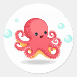Sticker Rond Bébé mignon poulpe