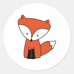 Sticker Rond Bébé mignon Red Fox animal