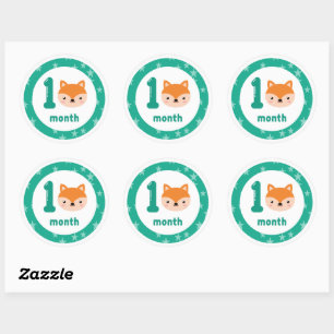 Sticker Rond Bébé mignonne Fox mensuel jalon mensuel
