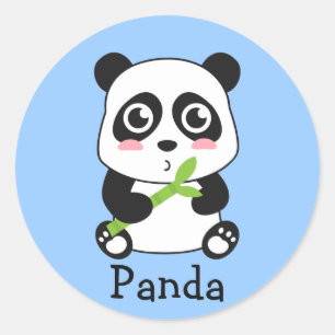 Sticker Rond Bébé panda mignon et câlin