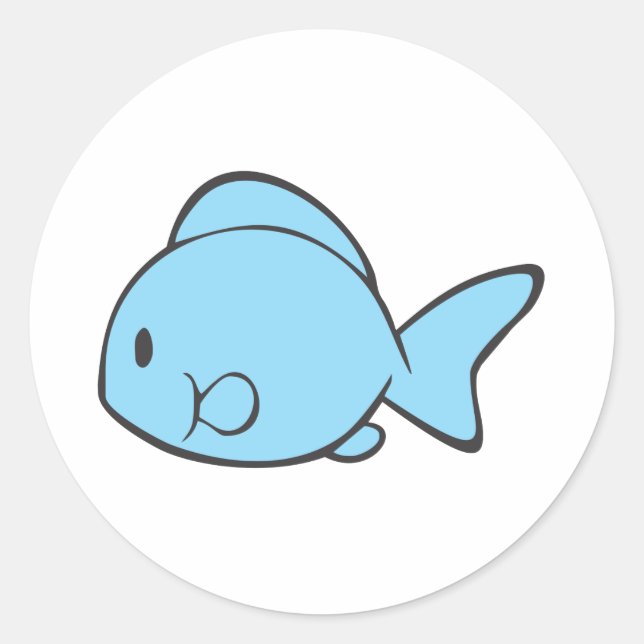 Sticker Rond Bébé poisson bleu nage (Devant)