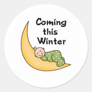 Sticker Rond Bébé qui vient cet hiver