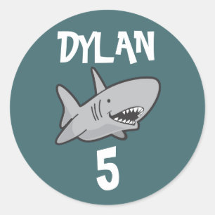 Sticker Rond Bébé requin bleu Anniversaire